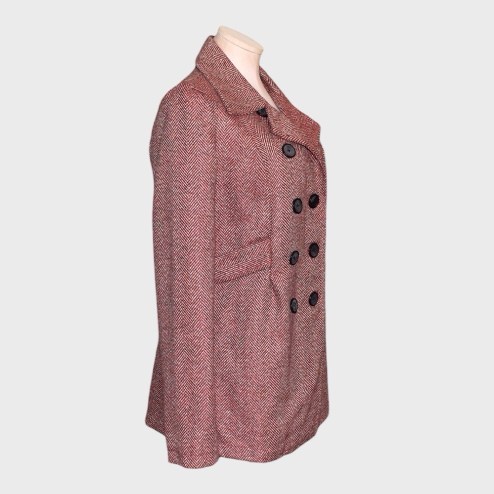 NWT Needle & Thread for Francescas Red Herringbone Wool-Blend Peacoat - Picture 2 of 5